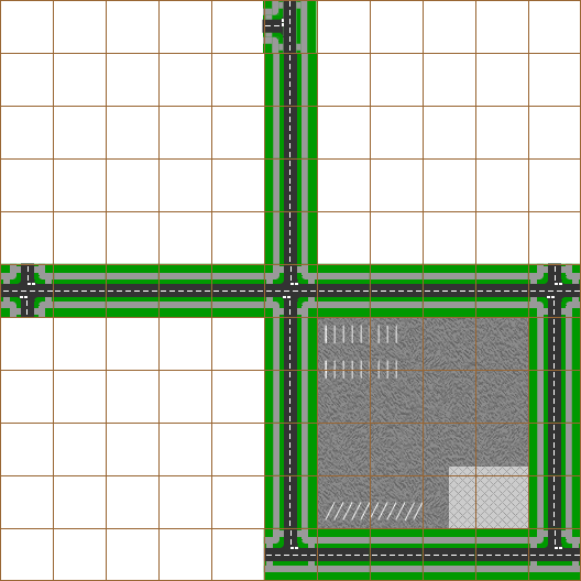 A grid map of road tiles.