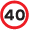 Road sign: maximum speed 40.