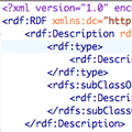 Section of XML code showing rdf namespace.